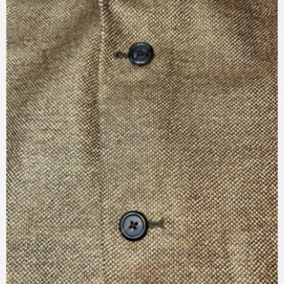 Lands End Blazer 44R Men's Herringbone Tweed Lambswool Lined Pockets Tan Beige - Picture 5 of 11
